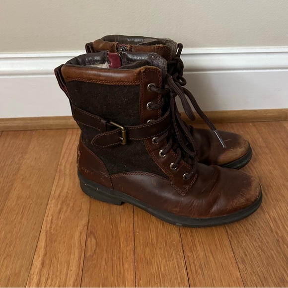 Ugg Australia Kesey Brown Lace Up Leather Combat Outdoor Boot Women’s Size 6 - Picture 5 of 9